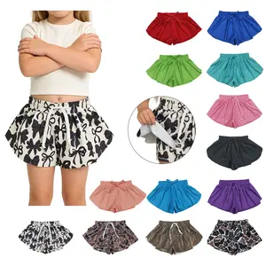 Functional drawstring butterfly shorts kids girls summer shorts active wear yoga sporty bottoms
