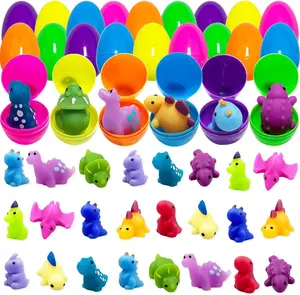 Easter Gift 24-Pack Plastic Easter Eggs Prefilled with Dinosaur Mochi Squishy Toys – Fun Easter Basket Stuffers & Gifts for Kids, Boys, Girls & Toddlers