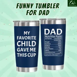 FATHER'S DAY GIFT - Best Dad Ever, Favorite Child Funny Dad Tumbler | Birthday Gifts for Dad, Bonus Dad, New Dad, Husband Gifts from Wife, Mens Birthday Gift Ideas | 20oz Stainless Steel Insulated Tumbler