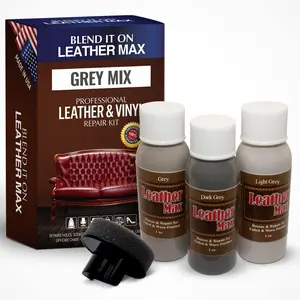Leather Max Grey Mix Vinyl and Leather Repair Kit Restorer of Your Furniture, Jacket, Sofa, Boat or Car Seat, Easy Instructions to Match Any Grey Color, Restore Any Material, Bonded, Italian
