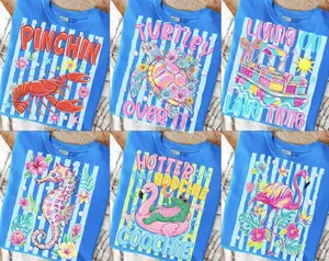 Striped Coastal Summer Comfort Color Shirt, Summer Vibes Shirt, Beach Life Tee, Trendy Summer Sublimation, Cute Sassy Animal Shirt, Gift For Women, Full Colors, Full Sizes