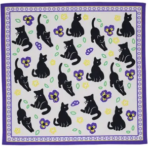 Steady Hands Meowin' Around Bandana White Black Purple Cats Kittens