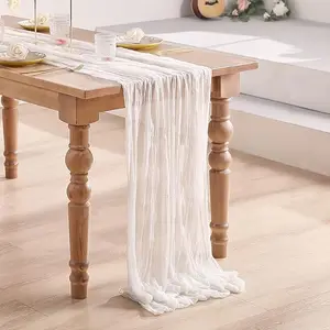 Cheesecloth Table Runner Bulk 14ft Gauze Table Runner 35 × 170 Inch Rustic Cheese Cloth Table Runner for Easter Wedding Baby Shower Birthday Bridal Party Decorations - white