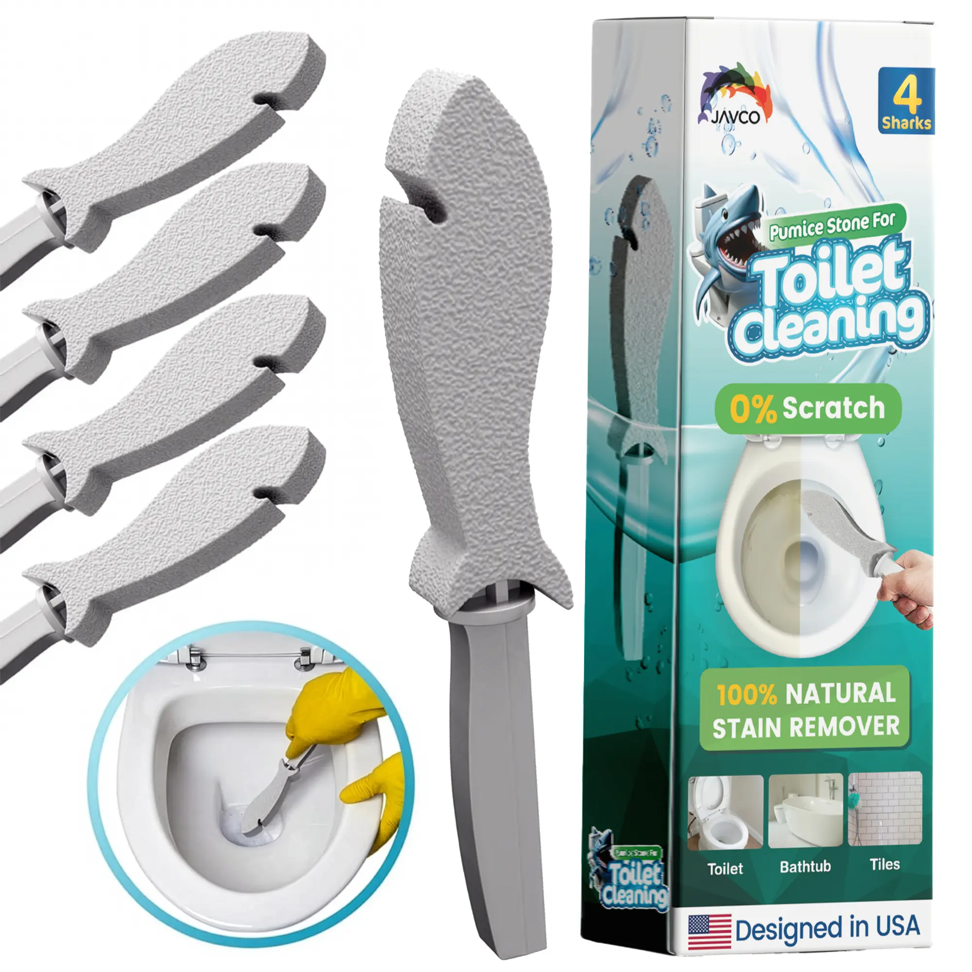 4 Pack Pumice Stone for Toilet Cleaning | Toilet Pumice Stone with Handle | Pumice for Cleaning | Pumice for Toilet Bowl Cleaning