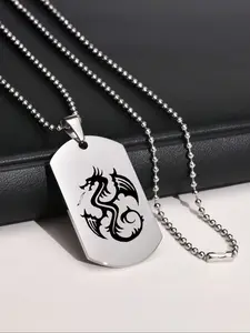Men's Fashion Vintage Dragon Pendant Necklace, Stainless Steel Punk Style, Daily Wear, Gift for Boyfriend, All Seasons