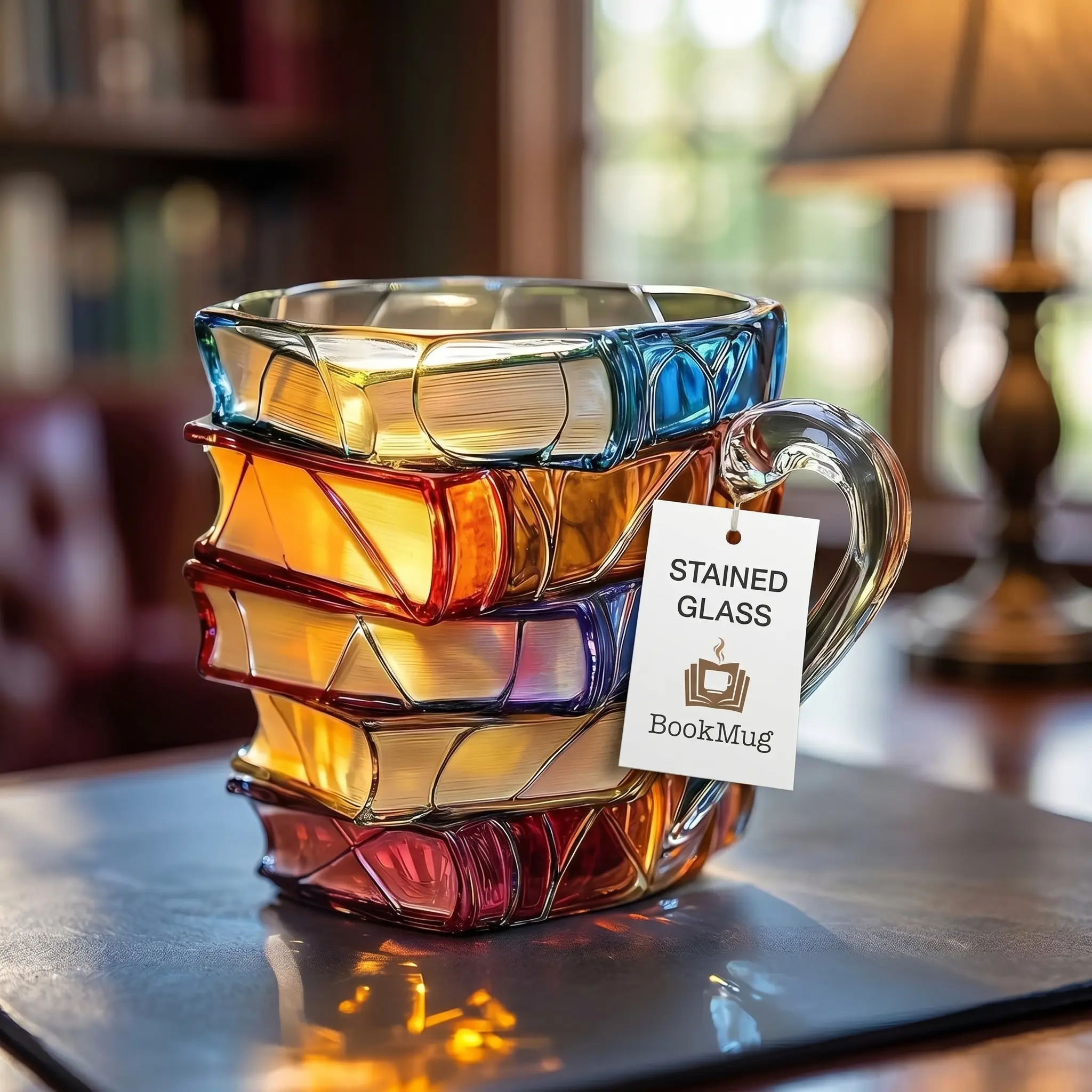 Coffee Mug 3D Painted Book Shaped Unique Novelty Glass Coffee Cup Creative Book Themed Drinkware for Coffee Tea Gifts for Readers Librarians Book Lovers Men Women Friends for Birthday Christmas Home Office Cafe Daily Use
