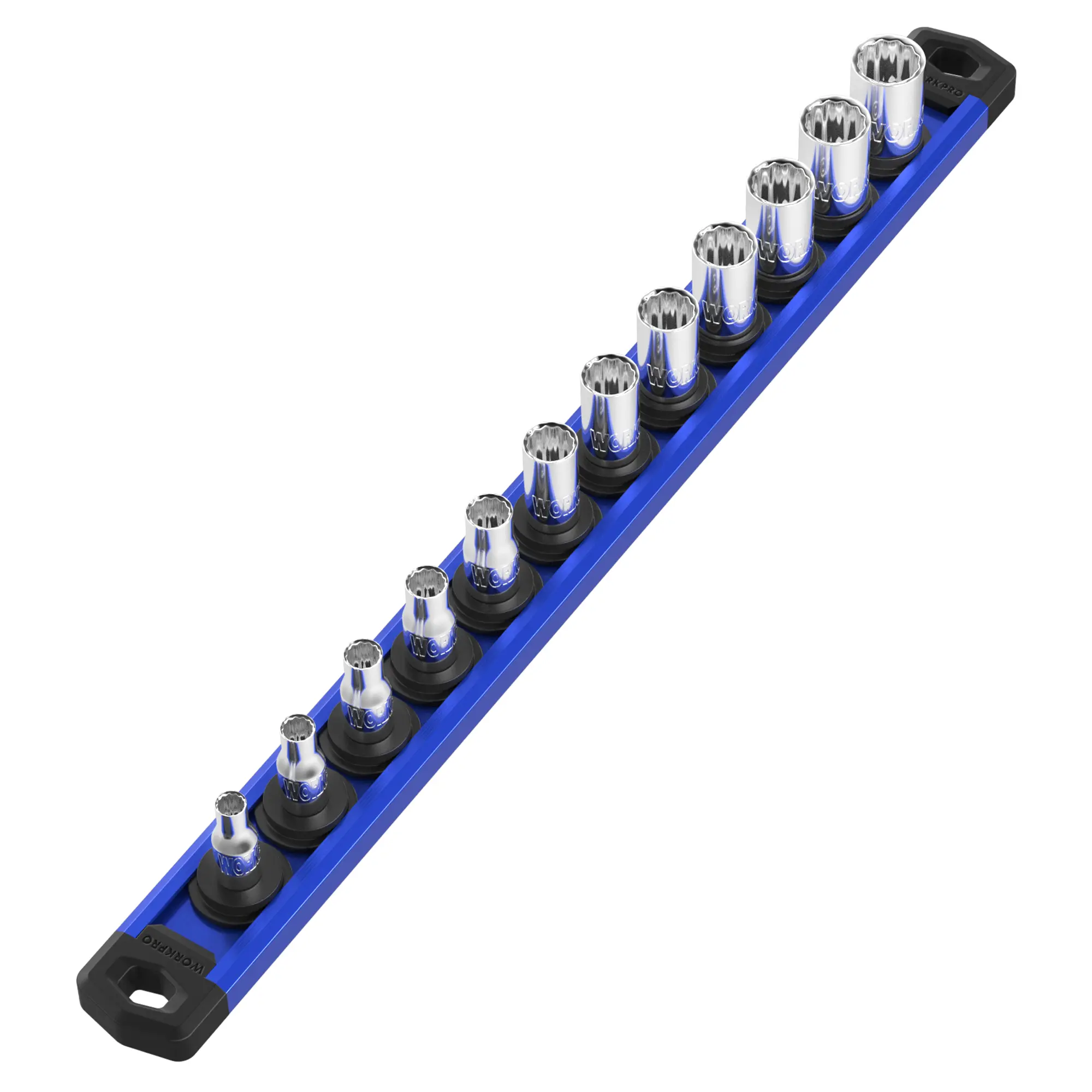 #fathersdaygift WORKPRO Magnetic Socket Organizer, Drive Aluminum Alloy Socket Rail, Heavy Duty Socket Holder, Socket Rack Kit
