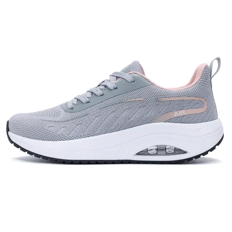 AOV Women's Wide Fit Lace-Up Closed-Toe Sneaker Shoes - Low-Top Athletic Casual Trainers with Arch Support Insole, Air Cushion, Breathable Lightweight Design, 1 Pair All-Seasons Comfortable Walking Shoes