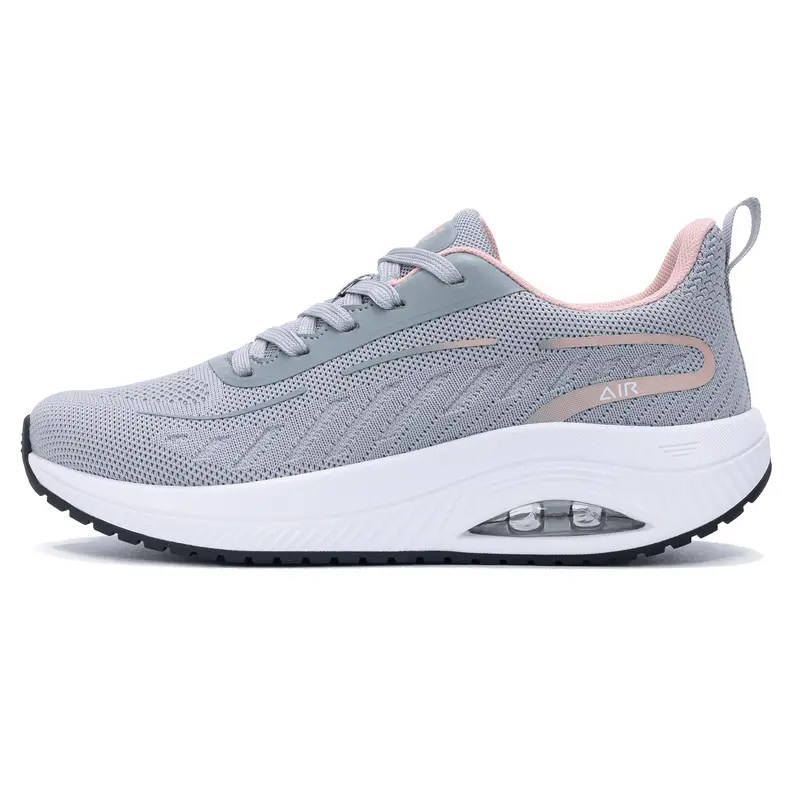 AOV Women's Wide Fit Lace-Up Closed-Toe Sneaker Shoes - Low-Top Athletic Casual Trainers with Arch Support Insole, Air Cushion, Breathable Lightweight Design, 1 Pair All-Seasons Comfortable Walking Shoes