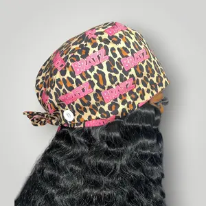 Leopard Luxe Satin-Lined Tie Back Nursing Scrub Cap