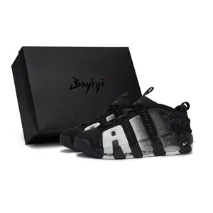 Nike Air More Uptempo Low Custom Basketball Shoes for Men and Women with Splatter Art Design and Special Box Trending Shoes, House White Official Shoes to Get / Maison Mihara