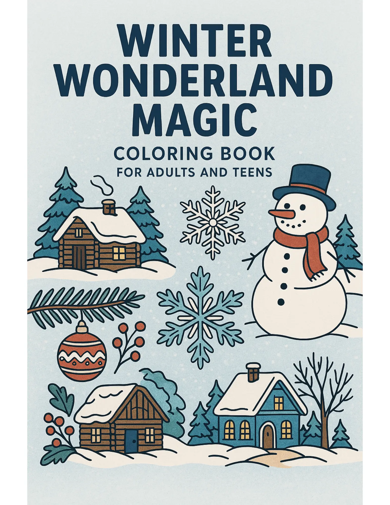 Winter Wonderland Magic Coloring Book Sheets For Adults and Teens
