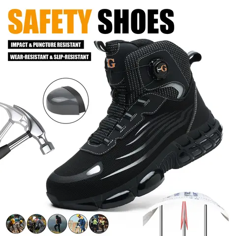 Steel Toe Work Shoes for Men Women, Comfort Fit for All Seasons, Mid-Top Safety Sneakers with Anti-Smash & Anti-Puncture Protection, Outdoor Walking Boots Zapatos, Walking Shoes, Footwear