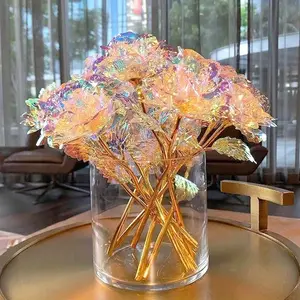10PCS Sparkling Crystal Rose Flower Bouquet, Elegant Glitter Artificial Roses, Realistic Luxury Floral Arrangement, For Wedding Valentine Anniversary Christmas Party Table Centerpiece, Ideal For Home Room Decor Lovers & Romantic Gift Giver