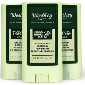 Mosquito Repellent Balm Stick – 3-Pack (0.5oz Each) – DEET-Free, Plant-Based Bug Repellent for Kids & Adults – Natural Protection, Travel-Friendly, Safe for Outdoor Use