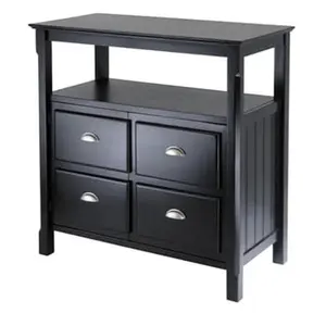 212 MAIN Black Timber Buffet Table - Commercial Restaurant Furniture with Built-In Storage