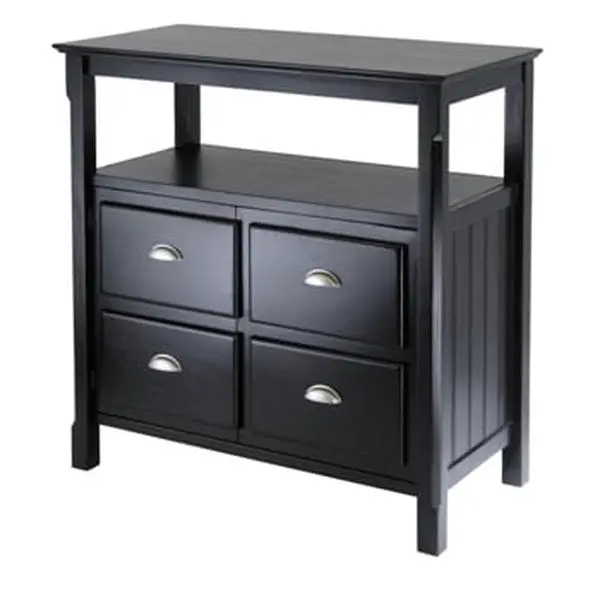 212 MAIN Black Timber Buffet Table - Commercial Restaurant Furniture with Built-In Storage