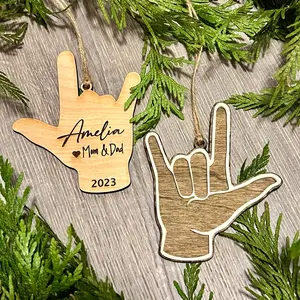 ASL I love you ornament laser cut and engraved