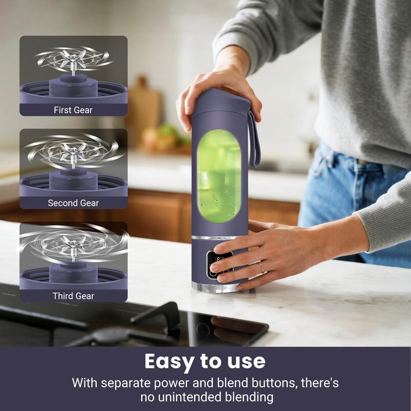 Portable Electric Blender Cup 23.67 oz USB Rechargeable 12 Blades LCD Display One-Button Control for Smoothies Juices Leak Proof Kitchen Tool Christmas Gift