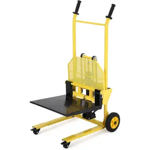 Hydraulic Material Lift Winch Stacker with Swivel Wheels, 440Lbs Capacity Pallet Forklift, Hydraulic Lift Table with 36in Lift, Durable Pallet Jack Table Cart for Easy Material Handling