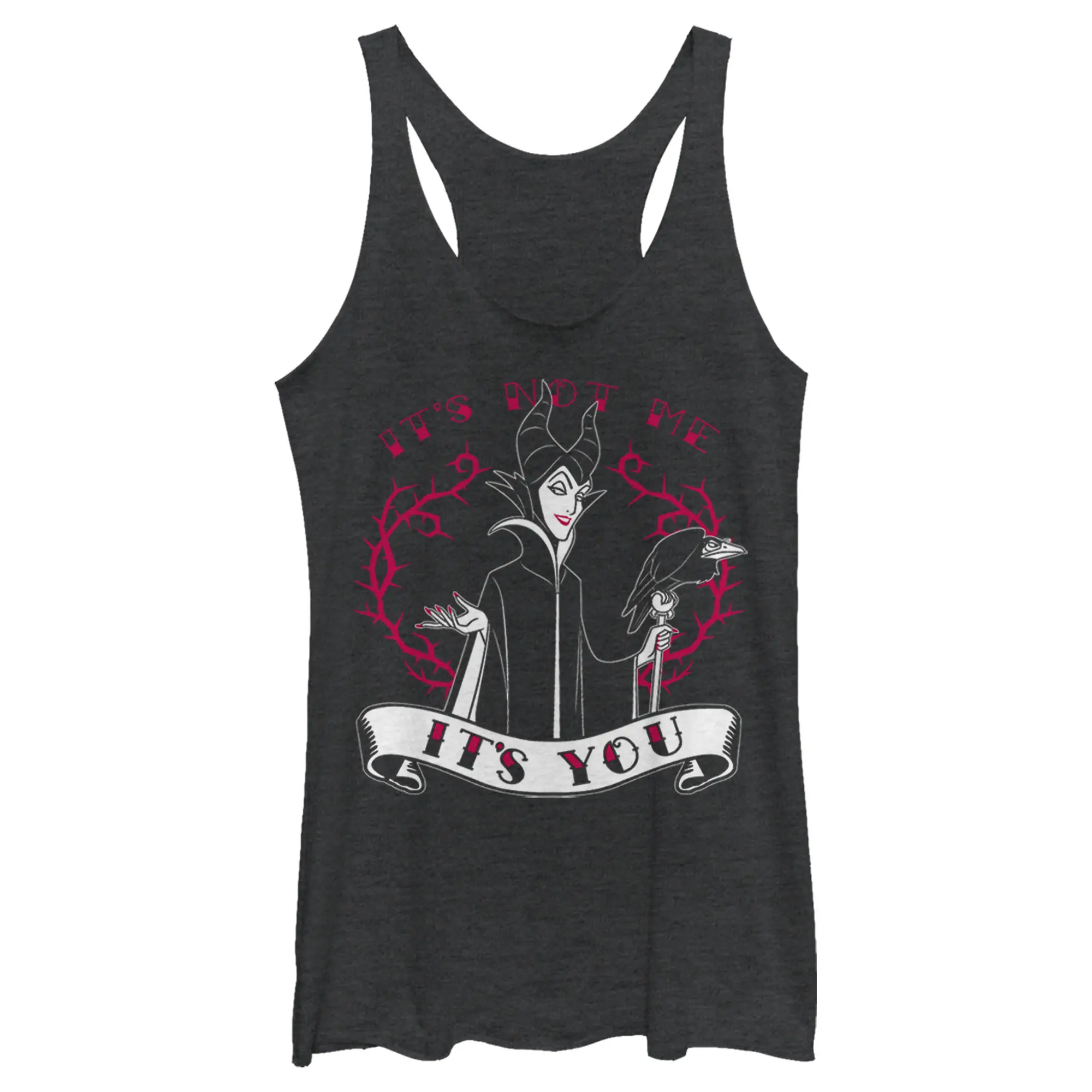 Women's Sleeping Beauty Maleficent Valentine's Day It's Not Me, It's You Racerback Tank Top