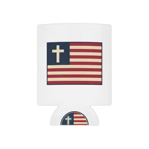 Faith, Freedom & Fellowship Can Cooler – Christian American Flag Drink Koozie