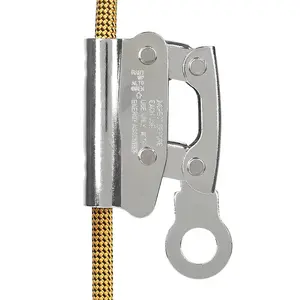 Climb Self Locking Rope Grab - Alloy Steel, Safety Protection 25 kN(Aprx 300LB),  with 5/8'' Lifeline Rope, for Construction, Climbing, Fall-Protection (Round Lock)
