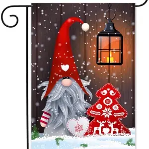 Winter Christmas Gnome Garden Flag-12x18 Double Sided Holiday Xmas Snowflak Seasonal Vertical Garden Yard Flags Banner Decoration Decor