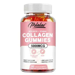 Pslalae - Collagen Gummies - with Biotin, Vitamins, Glycine - for Skin, Hair, and Nail Support - 60 Gummies