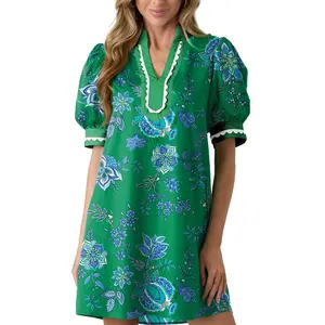 Dokotoo Women's Dress Short Sleeve Print Summer Casual V-Neck Mini Dress Vacation Set Sweet Floral Cotton Puff Sleeve Mini Dress Dokotoo Women's Dress Short Sleeve Print Summer Casual V-Neck Mini Dress Vacation Set Sweet Floral Cotton Puff Sleeve Mini Dress