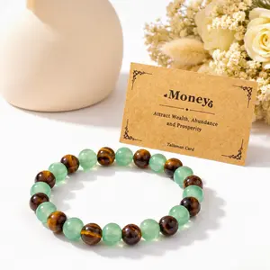 Money Attraction Bracelet, Green Aventurine & Tiger Eye Beaded Bracelet, Good Luck & Protection, Spiritual Jewelry Gift