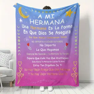 1pc Vintage Spanish Sister Flannel Blanket - A Mi Hermana Message, Soft 280GSM Polyester, Tear-Resistant, Comfortable Gift for Birthdays, Christmas