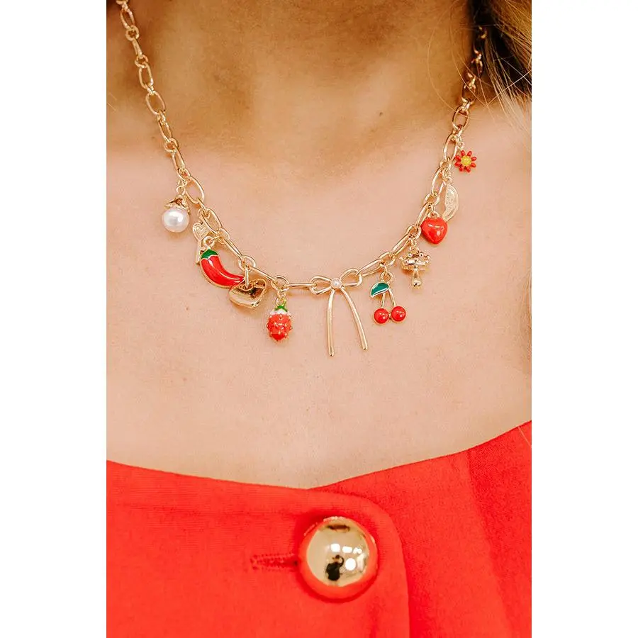 Strawberry Kisses Charm Necklace