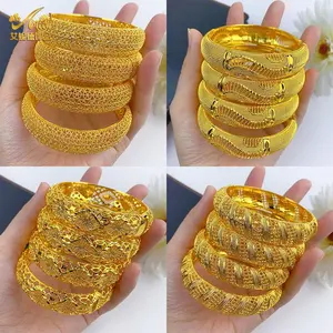 ANIID Dubai Luxury Arab 24k Gold Color Bangles For Women Middle East Bracelet Wedding Ethiopian Bridal Jewelry Accessories Gifts