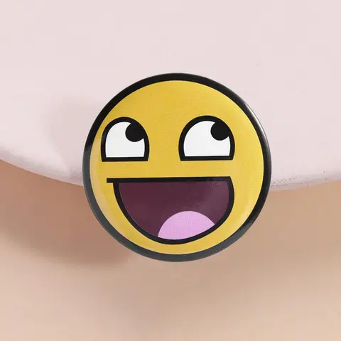 Cartoon Badge Clip Fun Meme Wind Exaggerated Smile Expression Humorous Attitude Suitable for Network Meme Lovers Backpack Clothing Decoration Alloy Brooch Pin