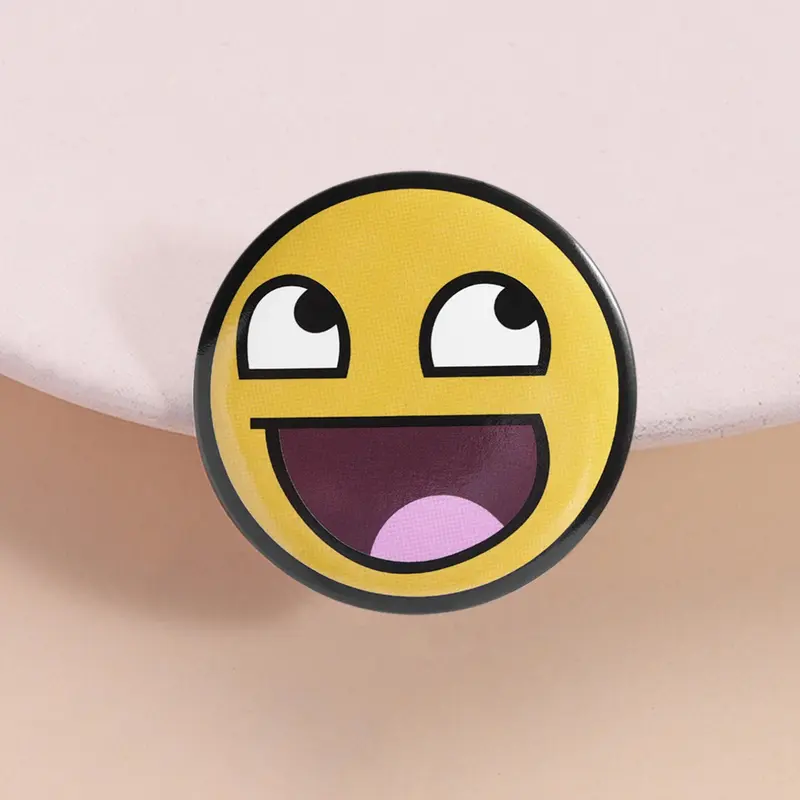 Cartoon Badge Clip Fun Meme Wind Exaggerated Smile Expression Humorous Attitude Suitable for Network Meme Lovers Backpack Clothing Decoration Alloy Brooch Pin