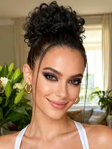 Natural Fluffy Synthetic Messy Bun Hair for Women, Synthetic Loose Wave Bun Hair is Ponytail Extension,  Gorgeous Bun Perfect for Beginners Daily Wear &Party Use, Curly Hair Extensions. (8 Inch)