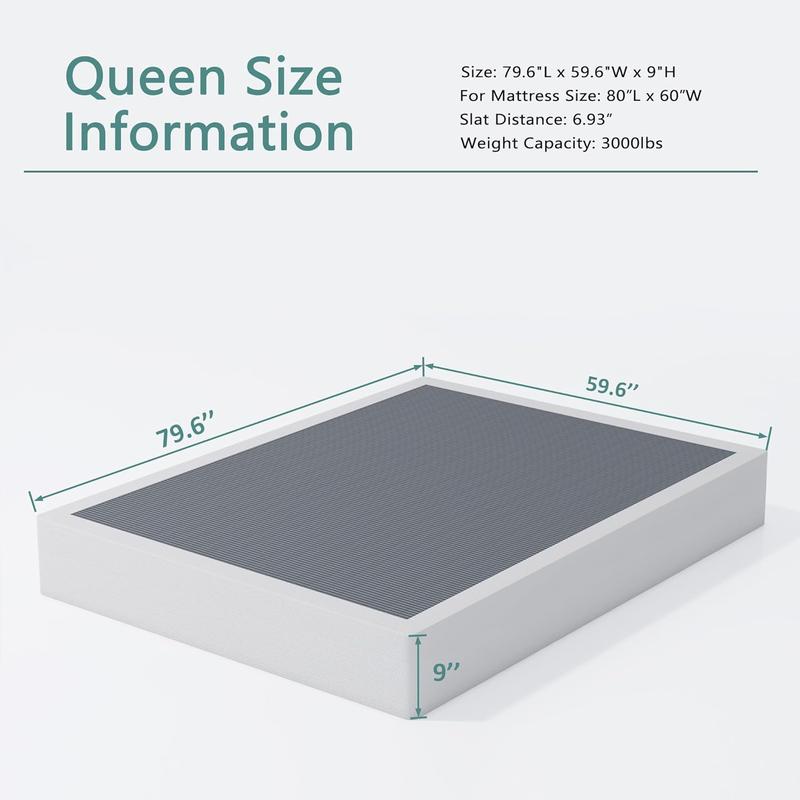 Queen Heavy Duty Box Spring Foundation, Sturdy Queen Box Springs for Bed with Fabric Cover Set, Easy Assembly, Noise Free