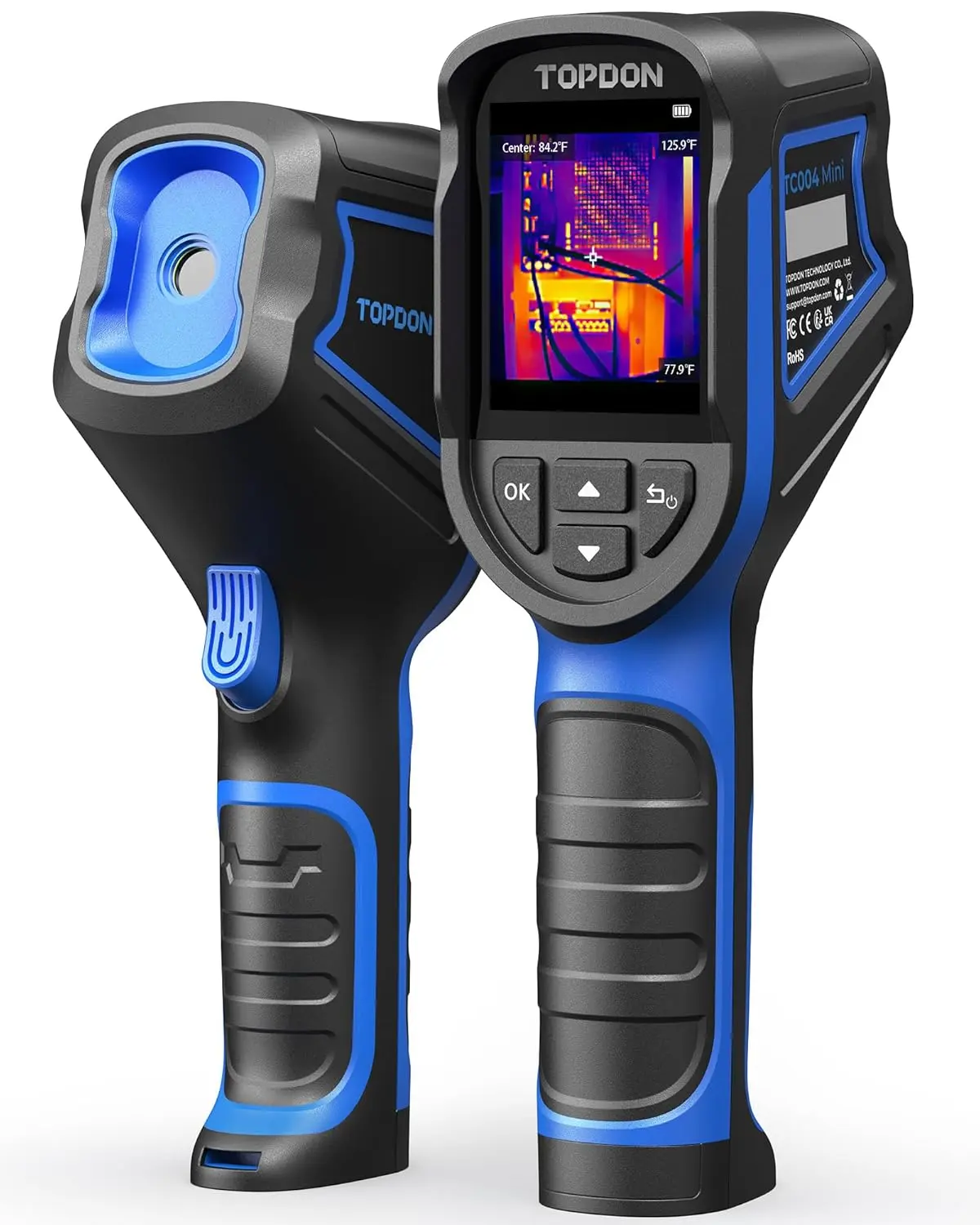 TOPDON TC004 Mini Handheld Thermal Imaging Camera - Portable Wireless Diagnostic Tool Inspection Camera for Homeowners, 240x240 TISR, 128x128 IR Resolution, 25Hz Refresh Rate, -4°F to 842°F Range, 15-Hour Battery Life, IP54 Automotive Tool, Diagnostic Too