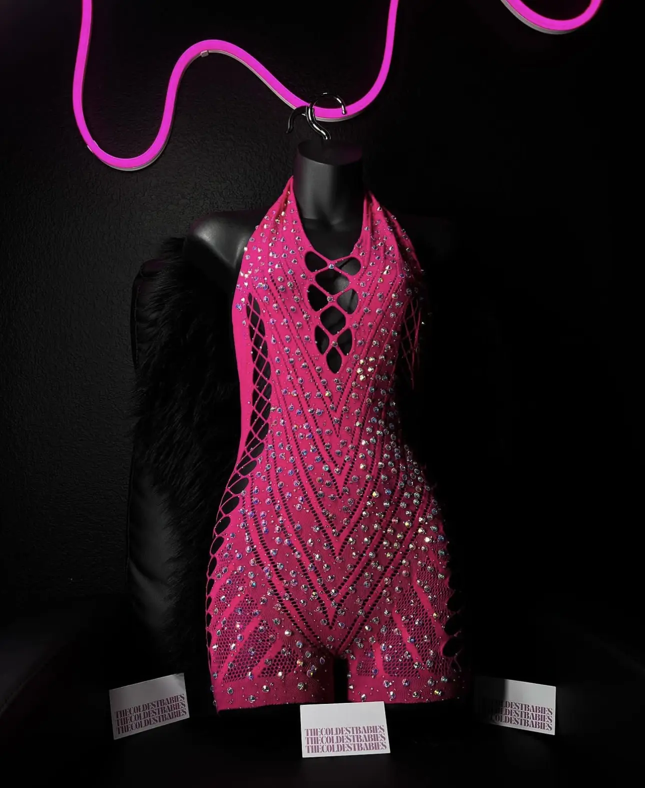 Pink Rhinestone Body Suit