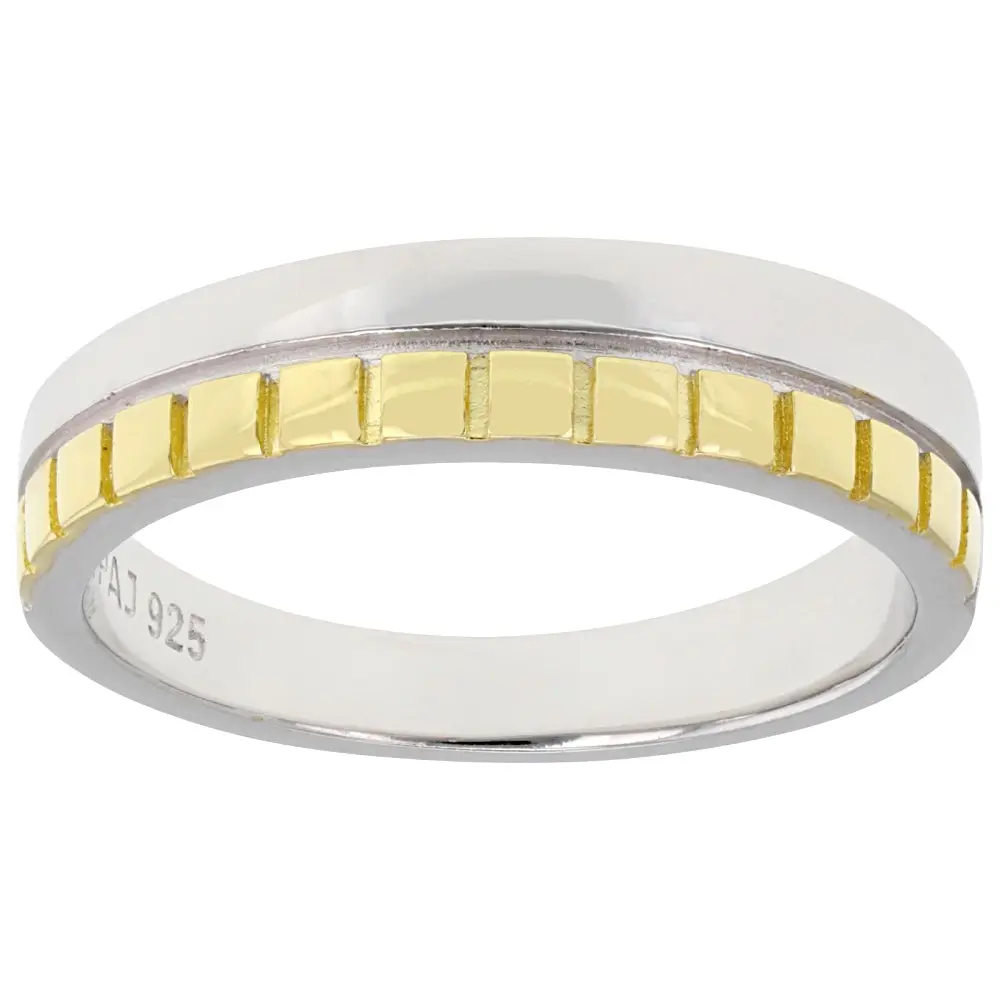 JTV 18k Yellow Gold Over Sterling Silver Two-Tone 4.5mm Band Ring