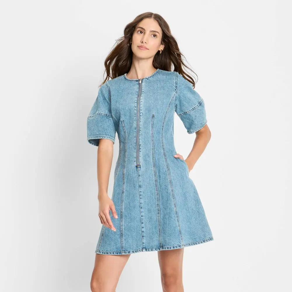 Women's Corset Denim Mini A-Line Dress - Future Collective - TikTok Shop Women's Corset Denim Mini A-Line Dress - Future Collective - TikTok Shop