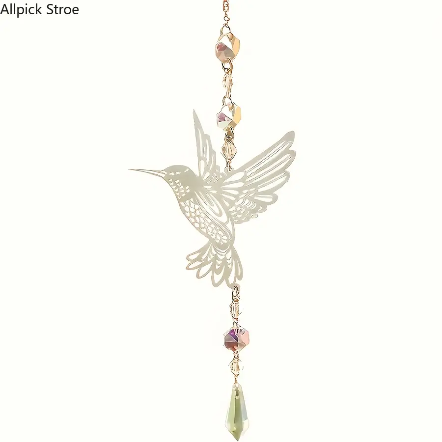 Hummingbird Bag Charm - Elegant Crystal Prism Sun Catcher, Light Plastic/Silicone Hangable Accessory for Home, Car, Room Decor, Shine Enhancing Luggage & Bag Ornament (1 Piece)