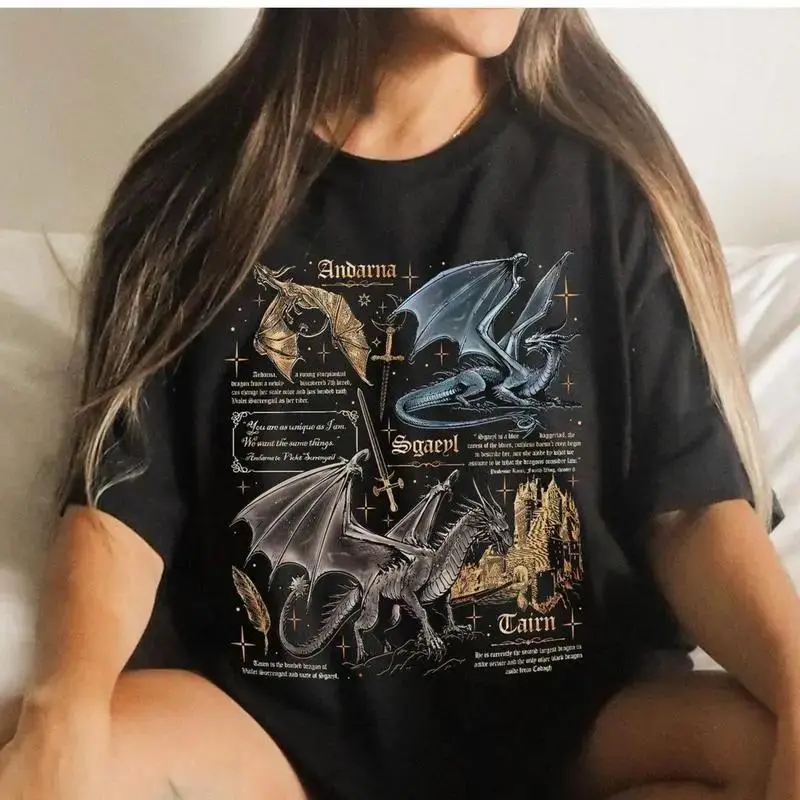 Fourth Wing Dragon Unisex Cotton Gildan T-shirt, Tairn & Andarna TShirt Black Top, Zelensky, The Gang, Dibs on the Red Shirt