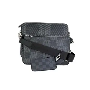 Pre-owned Louis Vuitton Canvas Crossbody Bags Trio Messenger Damier Graphite Men's Bag