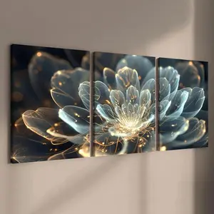 Flower Pattern Canvas Painting Ornaments with Frame, 3 Counts/set Modern Art Wall Decor, Wall Art for Home Living Room Bedroom Office Decoration Print Floral Artistic Multicolor
