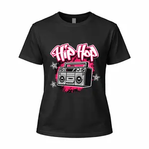 Cotton Unisex Oversized T-Shirt Tee with Hip Hop Boombox Graphic Print, Retro Graffiti Music Streetwear for Dance Parties and Everyday Wear, Funny Meme T-Shirt