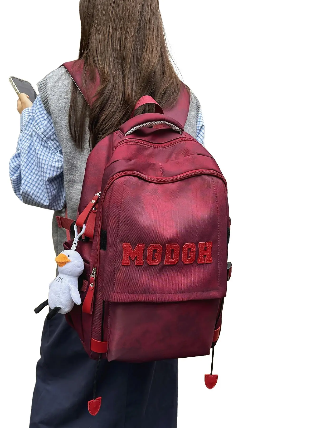 Unisex Alphabet Embroidered Backpack Batik-Style Large Capacity Student Bag Versatile Commuter & Travel Backpack School Backpacks