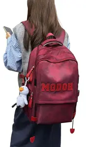 Unisex Alphabet Embroidered Backpack Batik-Style Large Capacity Student Bag Versatile Commuter & Travel Backpack School Backpacks