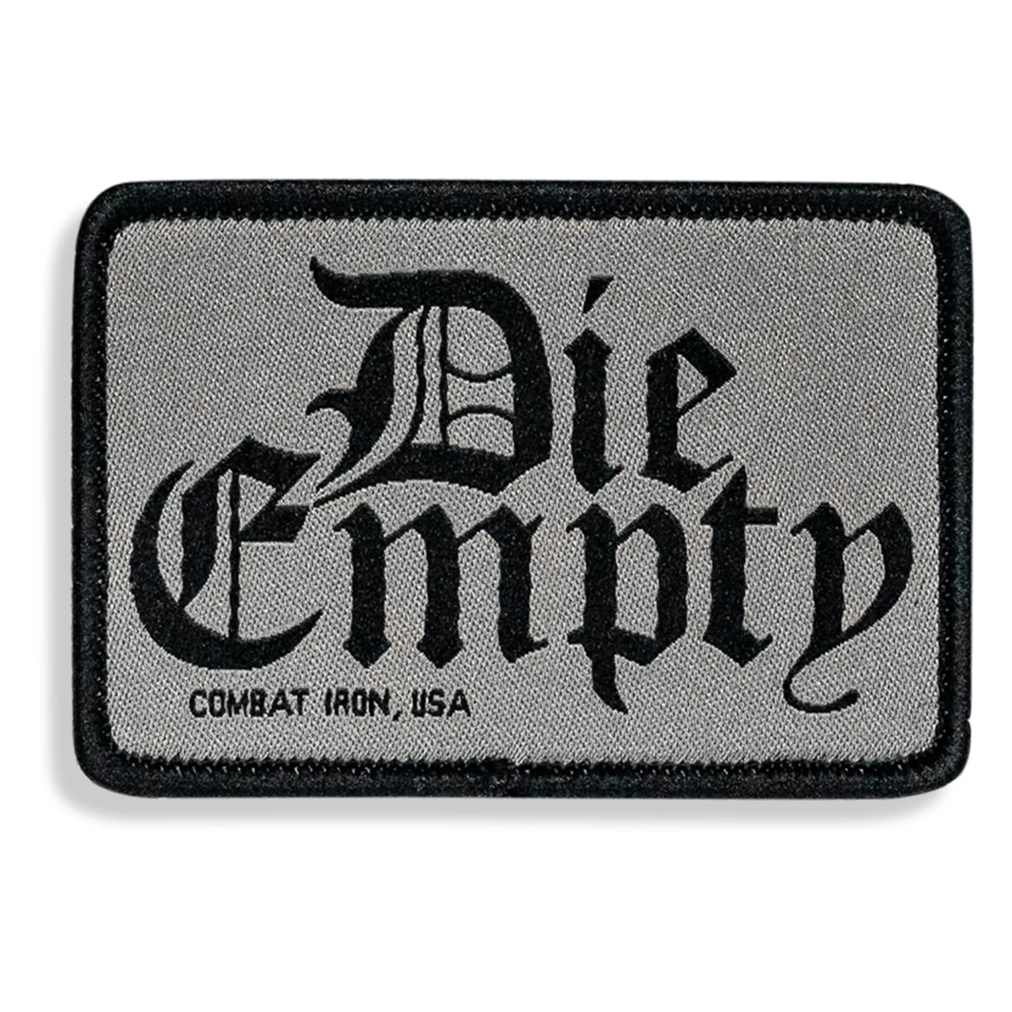 Combat Iron Die Empty Commercial Grade Velcro Patch - US Designs HeavyDuty Durability, Embroidery/PVC, Hook Backing, Secure Fasten, Tight Stitch, Crisp Detailing, Automotive & Motorcycle Car Interior Gear Decor Plate Carrier Accessory, Bold Print